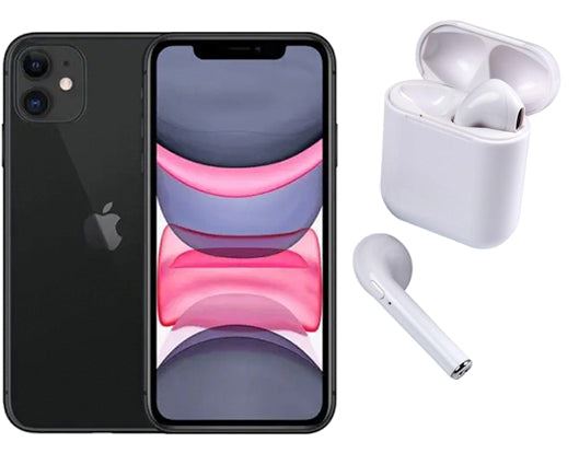 Refurbished Apple iPhone 11 64GB Black and Bluetooth Headphones