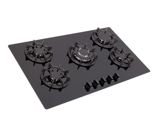 SIA BGH90BL 90cm 5 Burner Gas On Glass Hob Black 