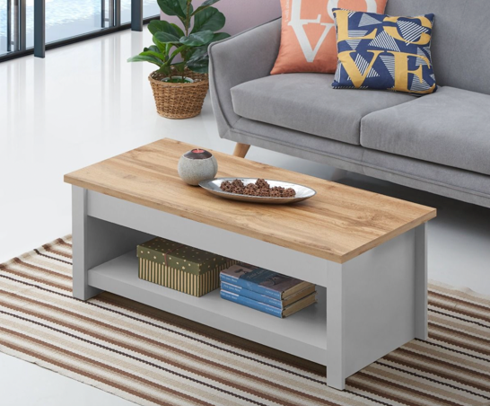 Lincoln Lift-Up Coffee Table- Light Grey