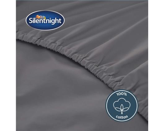 Single - Silentnight Pure Cotton Extra Deep Fitted Sheet � Charcoal