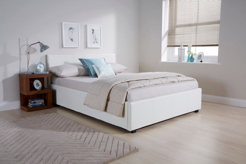 Serena Side lift Ottoman Small Double Bed - White