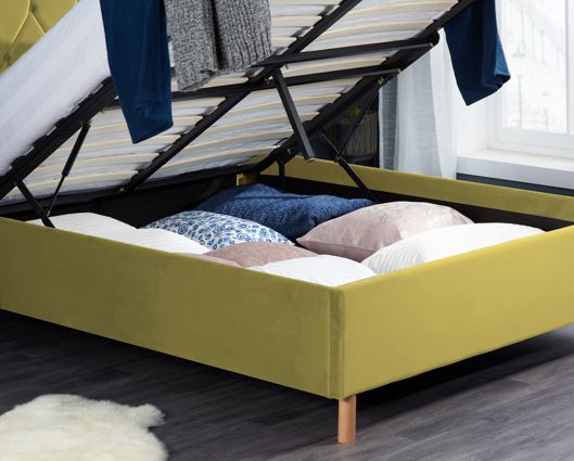 Loxley Double Ottoman Bed - Mustard