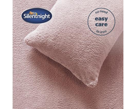 King - Silentnight Teddy Fleece Fitted Sheet - Blush