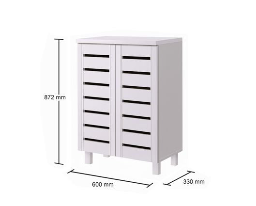 Tall 2 Door Shoe Cabinet-White