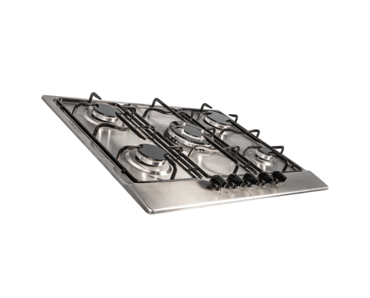 SIA SSG702SS 70cm 5 Burner Gas Hob In With Enamel Pan Stands Stainless Steel 