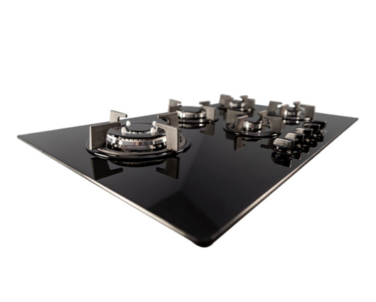 SIA GHG902BL 90cm 5 Burner Gas On Glass Hob With Cast Iron Pan Stands Black 