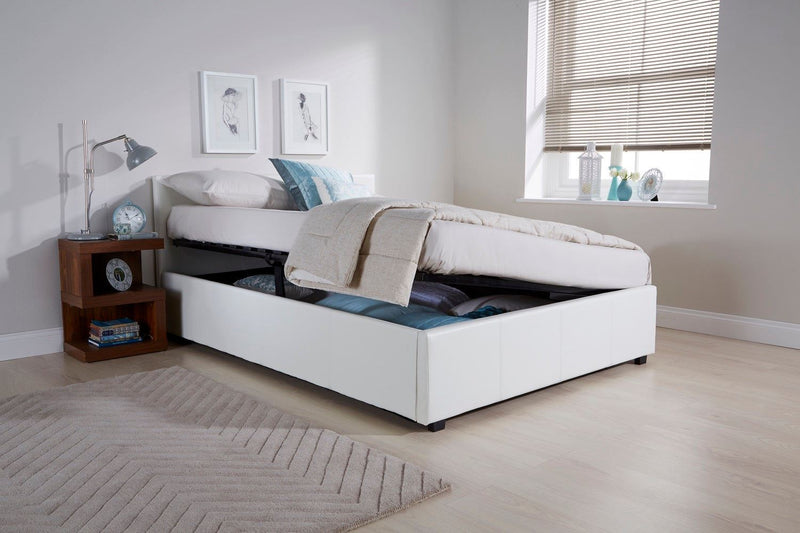 Serena Double Side Lift Ottoman Bed-White