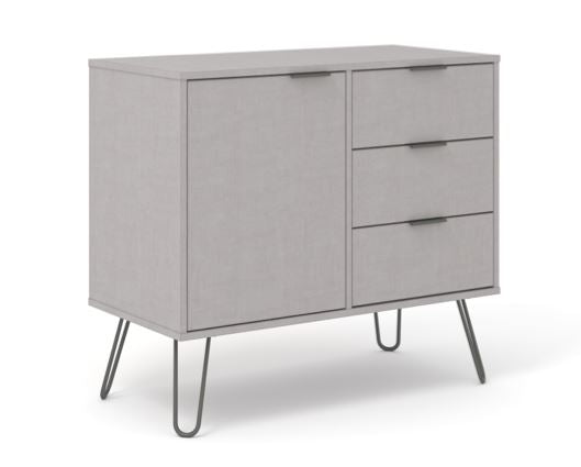 Augusta Grey Small Sideboard With 1 Door, 3 Drawers