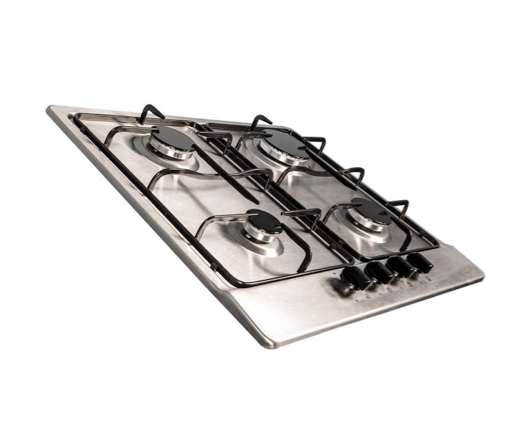 SIA SSG602SS 60cm 4 Burner Gas Hob with Enamel Pan Stands Stainless Steel 