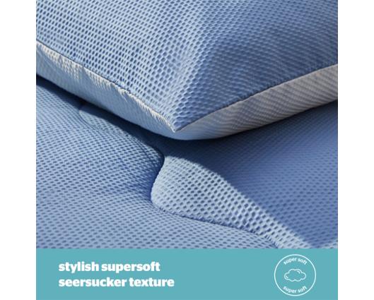 King - Silentnight Summer Breeze Seersucker Coverless Duvet 2.5 Tog Blue/Light Grey