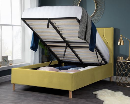 Loxley Double Ottoman Bed - Mustard