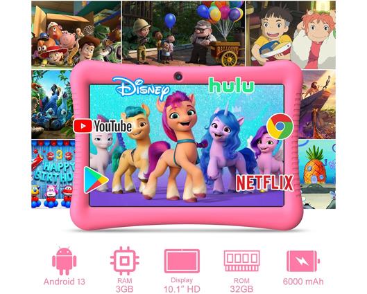 EagleSoar 10" inch Android 13 Tablet for Kids Pink