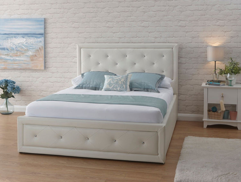 Hollywood Ottoman Double Bed - White