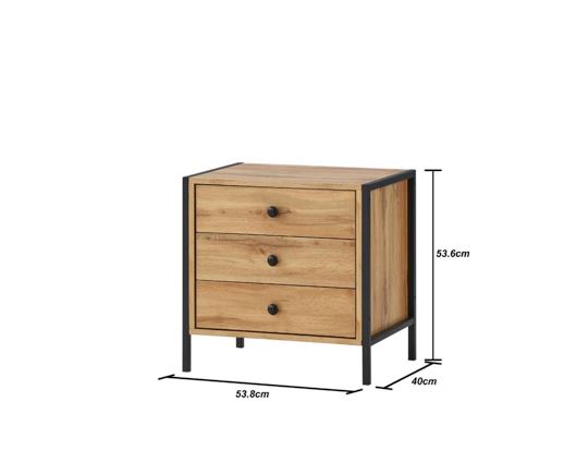 Zahra Nightstand with 3 Drawers-Oak