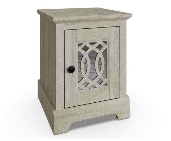 Angel 1 Door Mirrored Bedside Table- Dusty Grey & Oak