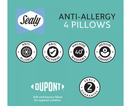 Sealy Anti-Allergy Pillows 4 Pack