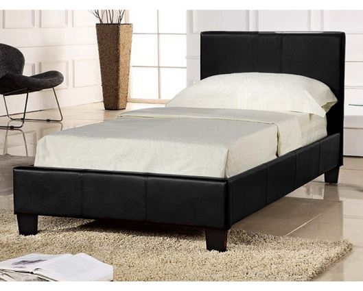 Prado Single Bed - Black Faux Leather