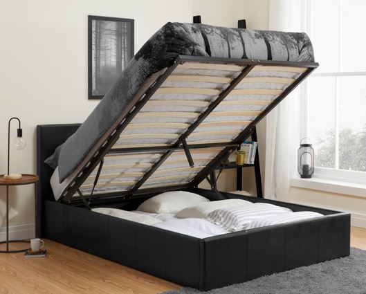 Barney King Size Ottoman Bed -Black