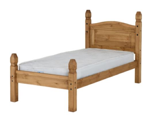 Corona Single Bed Low Foot End - Distressed Waxed Pine