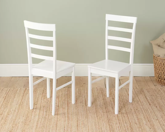 Ladder Back Chair- White (Pair)