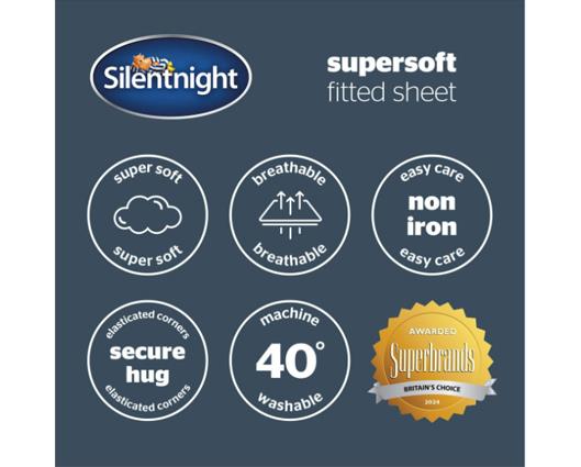 Double - Silentnight Supersoft Dove Grey Fitted Sheet