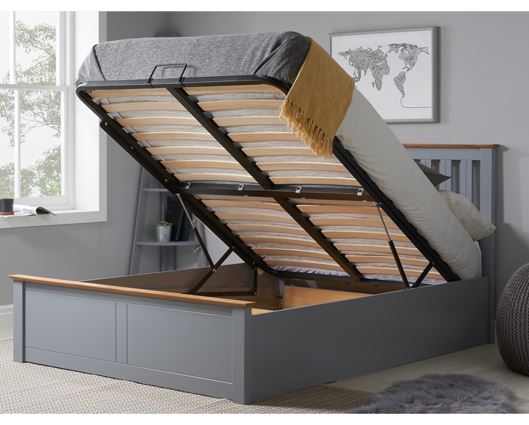 Phoenix Small Double Ottoman Bed - Stone Grey