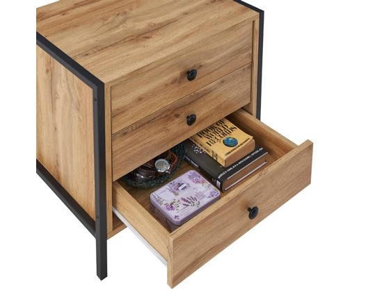 Zahra Nightstand with 3 Drawers-Oak