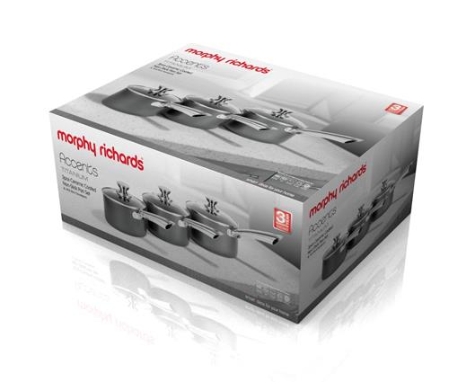 Morphy Richards Accents 3 Piece Pan Set - Titanium