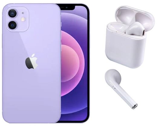 Refurbished Apple iPhone 12 64GB Purple with Wireless Headphones