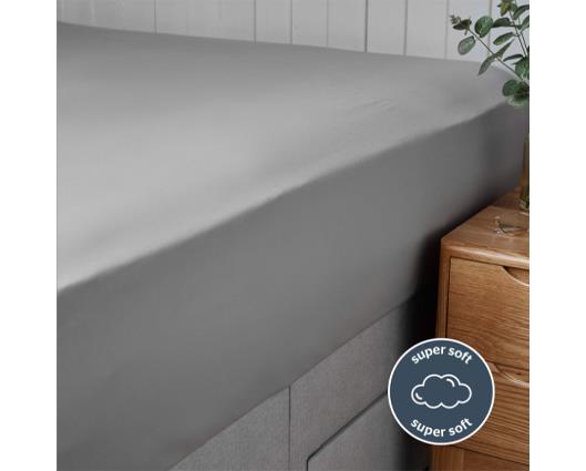 Double - Silentnight Supersoft Dove Grey Fitted Sheet