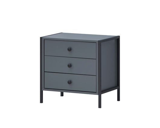 Zulu Nightstand with 3 Drawers-Dark Grey