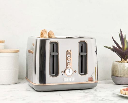 Haden Dorchester 4 Slice Toaster Chrome and Rose Gold