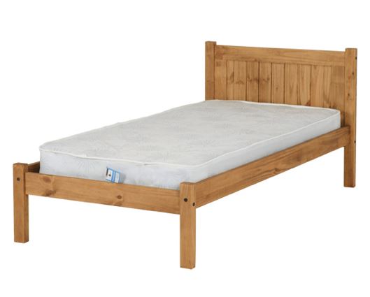 Maya Small Double Bed - Distressed Waxed Pine