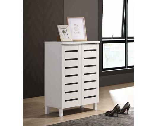 Tall 2 Door Shoe Cabinet-White