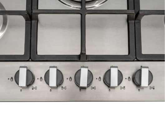 SIA R6 70cm 5 Burner Gas Hob With Cast Iron Pan Supports Stainless Steel 