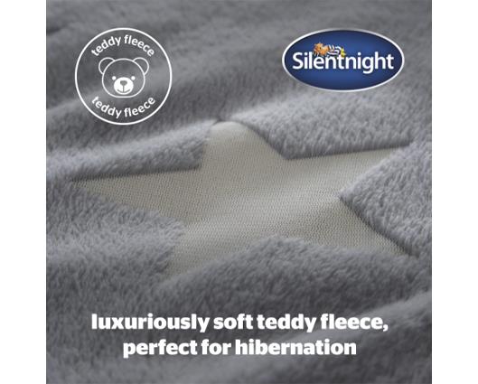 Single - Silentnight Grey Glow In The Dark Teddy Fleece Duvet Set