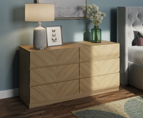 Ciaro 3+3 Drawer Chest- Euro Oak