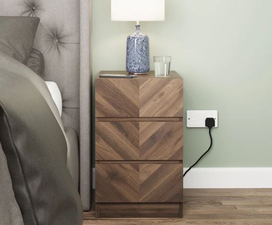 Ciaro 3 Drawer Bedside Table- Royal Walnut