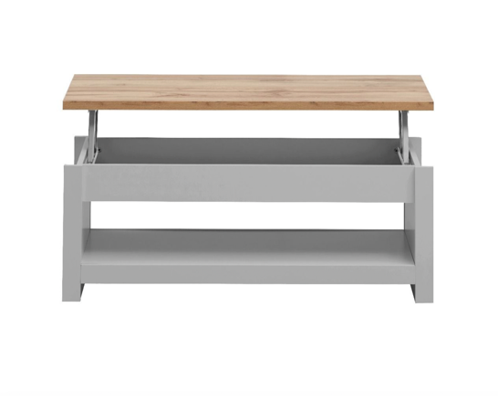 Lincoln Lift-Up Coffee Table- Light Grey