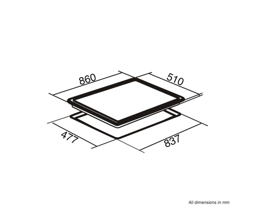 SIA GHG902BL 90cm 5 Burner Gas On Glass Hob With Cast Iron Pan Stands Black 